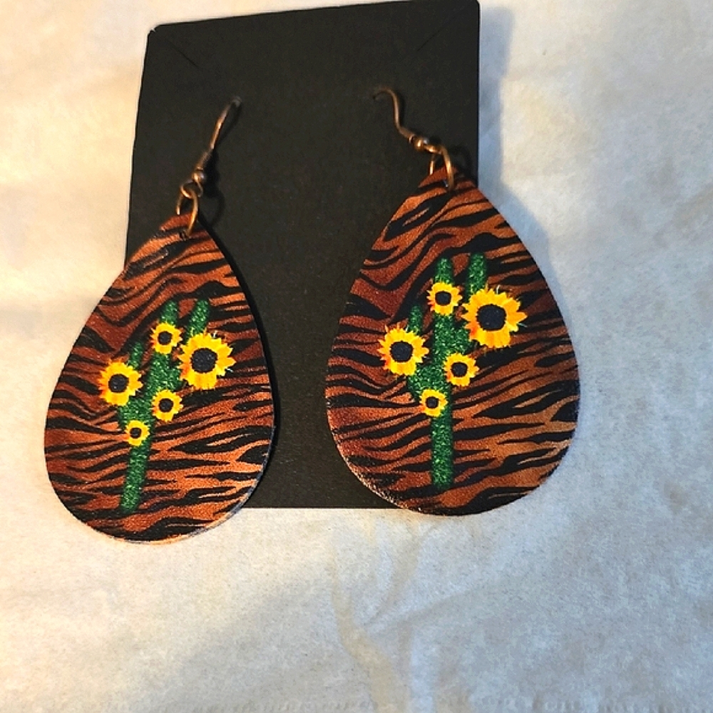 Wild Sunflower Patterned Earrings